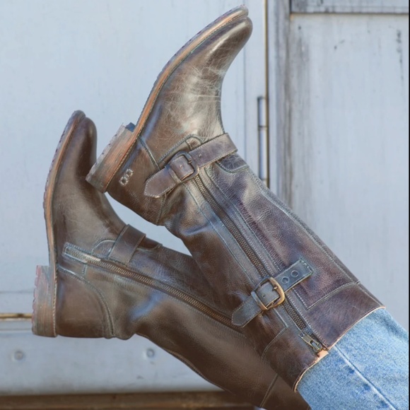 Bed|Stu Gogo Lug Sole Double Zip Strap Harness Detail Boots - Picture 2 of 6